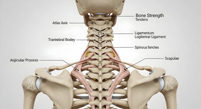 Human Neck Anatomy Showing Spinal Structure and Ligaments