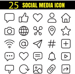Social Media Set | Modern Communication Icons | Minimal Digital Interaction Pack