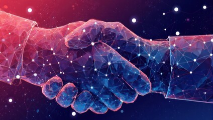 Digital Handshake - A Futuristic Collaboration in Technology.