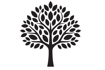 Obraz premium Stylized Tree Vector Silhouette - Abstract Nature, Life, Growth, and Ecology Symbol Logo