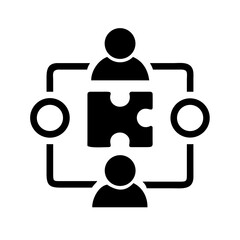 Collaborative team solving problem puzzle piece icon