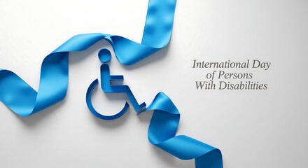 Raise awareness for International Day of Persons with Disabilities, a vibrant blue ribbon and wheelchair symbol creating a modern and supportive visual