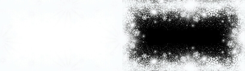 Winter snowflakes background with a black banner for text overlay perfect for christmas cards and holiday season promotions with a festive and elegant design on transparent background