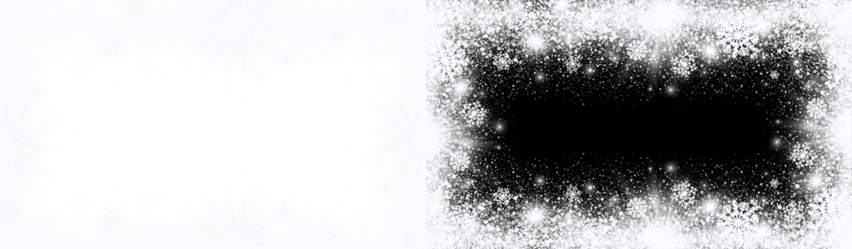 Winter snowflakes background with a black banner for text overlay perfect for christmas cards and holiday season promotions with a festive and elegant design on transparent background