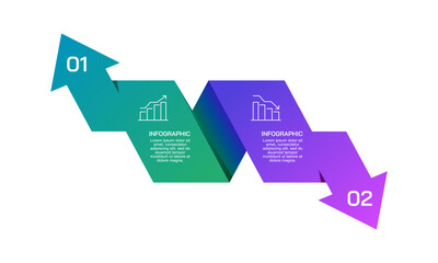 2 Arrows Infographic Template. Comparison of Business Growth and Decline. Presentation, Banner and Plan. Vector illustration.