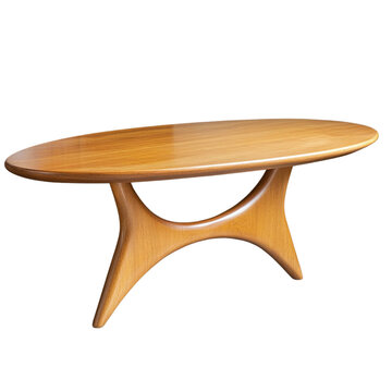 Mid century modern organic oval coffee table with sculptural wood base