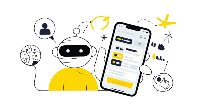 Modern flat design illustration representing accessibility assistance and inclusive support services with clean lines and vibrant colors