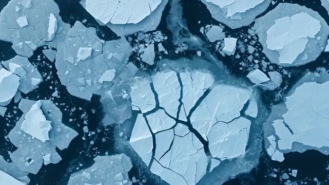 Sea-ice floe background with gentle relative drift and tiny rotational motion