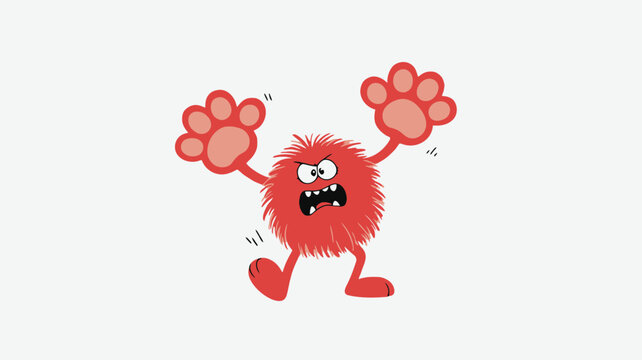 Adorable fluffy creature with disproportionately large paws rendered in a charming vector design with vibrant colors and clean lines perfect for playful illustrations and whimsical branding