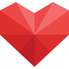 Abstract Geometric Red Heart Shape With Facets On A Transparent Background In A Close Up View Perfect For Valentines Day Or Love Concepts