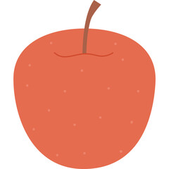 A Simple Flat Illustration of a Red Apple with a Stalk and Speckles on a Transparent Background Perfect for Digital Design and Nutrition Concepts