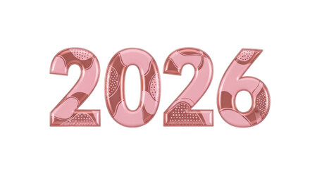 Year 2026 in stylish rose gold striped balloons, celebrating the upcoming new year and future planning