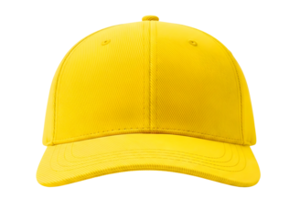 Bright yellow baseball cap isolated on transparent background