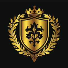 Luxury decorative vintage retro ornamental baroque shield logo icon
