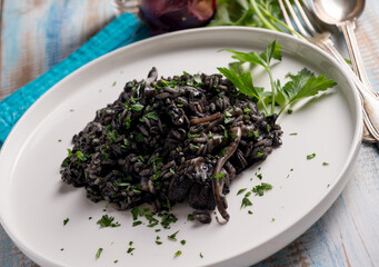 squid ink risotto, traditional italian recipe