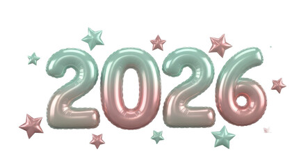 Year 2026 in stylish rose gold striped balloons, celebrating the upcoming new year and future planning