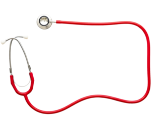 Red stethoscope forming a rectangular frame isolated on transparent background