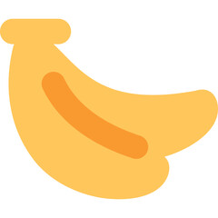 Bright Yellow Banana Bunch Icon Isolated on Transparent Background Simple Flat Design Fruit Illustration Healthy Food Concept