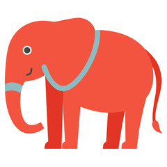 Simple Flat Elephant Vector Clipart with Raised Trunk - Minimalist Side View Animal Icon for Kids Design
