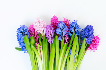 wedding or mothers day background, bouquet of Hyacinth flowers over plain background