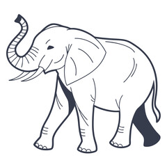 Minimalist Standing Elephant Vector Icon - Simple Flat Geometric Animal Illustration with Lowered Trunk for Logo
