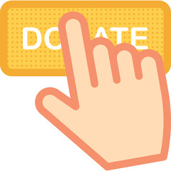 A Close Up Of A Finger About To Press A Yellow Donate Button With The Word Donate In White Text On A White Background Isolated Symbol Graphic Illustration