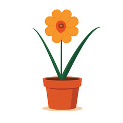 Flower in a pot isolated on white, vector illustration
