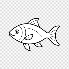 Simple hand drawn outline of a fish with a smooth curved body and a minimal design perfect for various applications