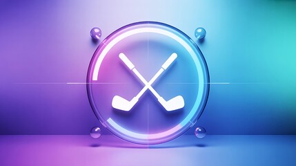 Modern golf club icon with a glass bubble effect, perfect for sports branding, tournament promotion, or golf club design ideas, with clean aesthetic