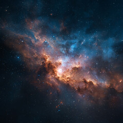 Naklejka premium A breathtaking view of a vibrant nebula with stars and cosmic dust in the vast expanse of space