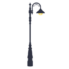 Retro vintage style street light pole, vector illustration