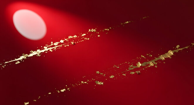 Dynamic golden shimmer trails creating an opulent and vibrant abstract concept on a deep red background, perfect for festive graphic design elements and elegant celebratory themes