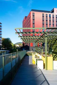 Urban park playground architecture captured with landscape and community recreation for commercial narratives in Oslo Norway, framed by the modern design of Loren Aktivitetspark