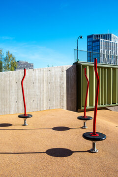 Commercial perspectives highlighting urban park playground architecture and landscape that enhance community recreation within Oslo Norway at Loren Aktivitetspark through modern design