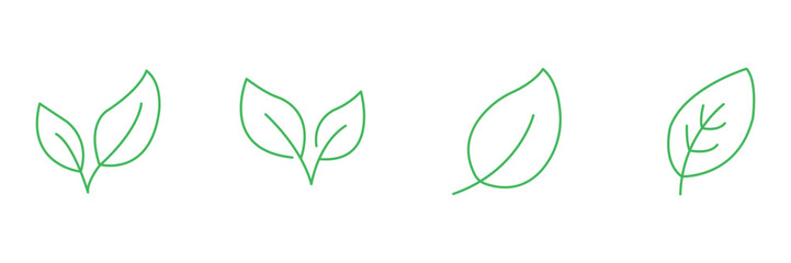 Green leaf, eco foliage, botanical nature, organic plant, herbal outline icon vector illustration for environment use.