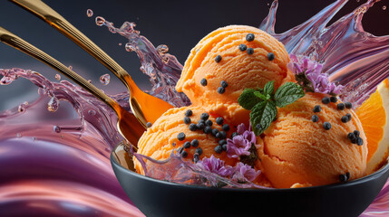 High angle view on a Orange scoop of icecream. For ice-cream concept take a look at my portfolio
