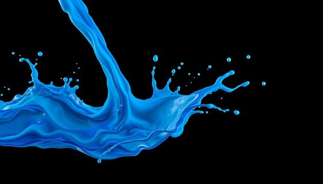 Dynamic blue liquid splash against stark black background,  power,  splash art