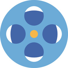 Abstract Circular Design With Four Inner Circles And A Central Orange Dot In Blue And Light Blue Colors