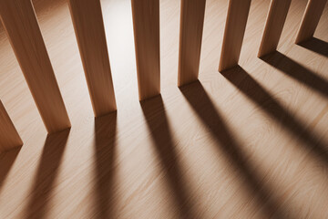 Wooden Slats Casting Long Shadows