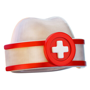 vintage nurse cap 3d render icon, hat illustration