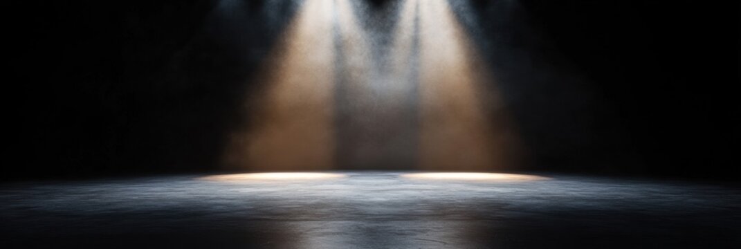 Spotlight on empty stage for dramatic performances