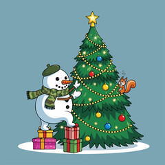 christmas tree with bear