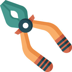 Flat Icon Of Pliers With Orange Handles And Teal Jaws Isolated On White Background