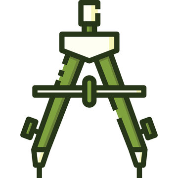 Green And White Drafting Compass Tool On Transparent Background For Geometry And Drafting Applications