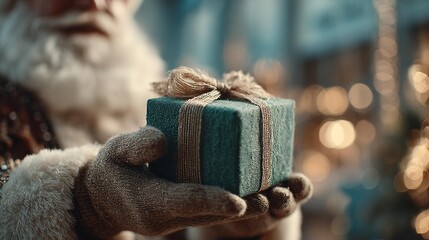 Santa Claus Offering Holiday Present