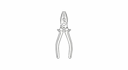 Detailed Line Art Illustration of a Single Pliers Tool.