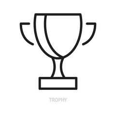 Trophy line icon. Medal, achievement, reward, prize, award concept. Success sign. Champion, winning, victory symbol. Isolated on a white background. Editable stroke. Vector illustration. Flat design.