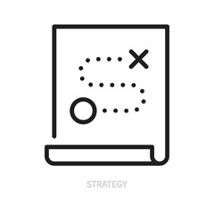 Strategy line icon. Goal, target, task sign. Business, teamwork concept. Black symbol. Isolated on a white background. Editable stroke. Vector illustration. Flat design.