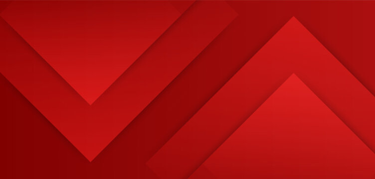 Bold red abstract background with chevron geometric layers.