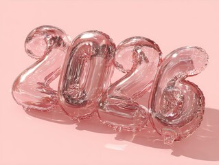 Shiny Rose Gold 2026 Balloons